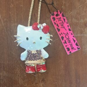 Charming Kitty Pendant Necklace - Red and Gold